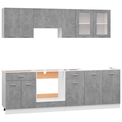 vidaXL 8dílný set kuchyňských skříněk betonově šedý dřevotříska