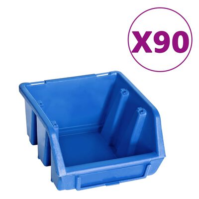 vidaXL 96dílná sada skladovacích zásobníků nástěnné panely modročerná
