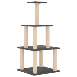 vidaXL &Scaron;krabadlo pro kočky se sisalov&yacute;mi sloupky tmavě &scaron;ed&eacute; 111 cm