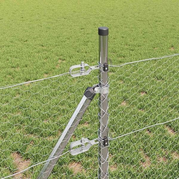 vidaXL Plotov&yacute; sloupek. Stř&iacute;brn&aacute; 25 x 0,5 m (27 mm pletivo) Ocel