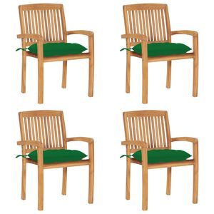 vidaXL Stohovateln&eacute; zahradn&iacute; židle s podu&scaron;kami 4 ks masivn&iacute; teak