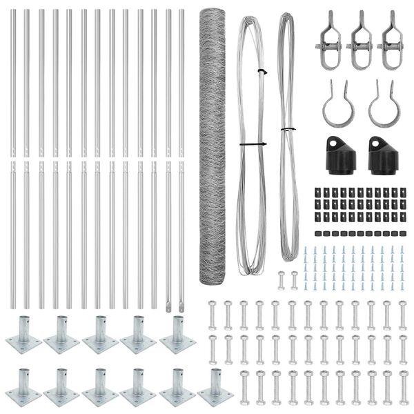 vidaXL Plotov&yacute; sloupek. Stř&iacute;brn&aacute; 25 x 1,5 m (50 mm mř&iacute;žka) Ocel