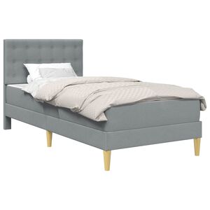 vidaXL R&aacute;m postele s matrac&iacute; s čelo Světle &scaron;ed&aacute; 90 x 190 cm textil