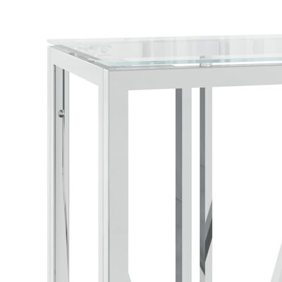 vidaXL Konzolový stolek 110 x 30 x 70 cm nerezová ocel a sklo