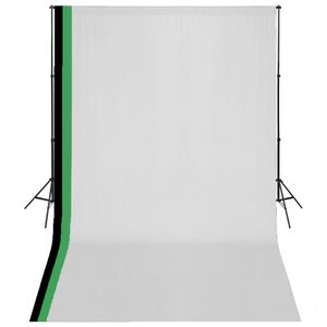 vidaXL Fotografick&aacute; sada 3 bavlněn&aacute; pozad&iacute; a nastaviteln&yacute; r&aacute;m 3 x 5 m