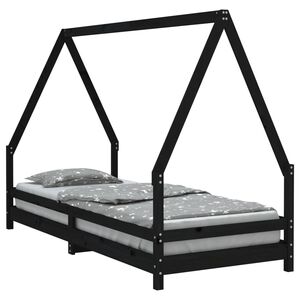 vidaXL Dětsk&aacute; postel čern&aacute; 80 x 200 cm masivn&iacute; borov&eacute; dřevo