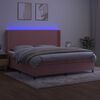 vidaXL Box spring postel s matrac&iacute; a LED růžov&aacute; 200x200 cm samet