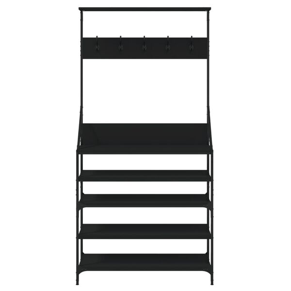 vidaXL Stojan na oblečen&iacute; s prostorem pro obuv čern&yacute; 90 x 34 x 184 cm