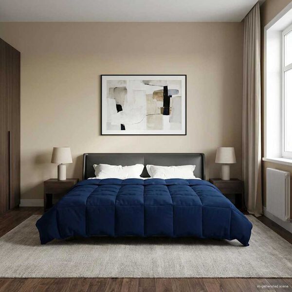 vidaXL Letn&iacute; přikr&yacute;vka &Scaron;něrov&aacute;n Tmavě modr&aacute; 220 x 240 cm Mikrovl&aacute;kno