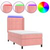 vidaXL Box spring postel s matrac&iacute; a LED růžov&aacute; 90x190 cm samet
