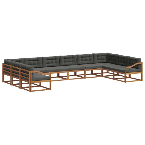 vidaXL Venkovn&iacute; pohovkov&aacute; souprava 10 pcs Přirozen&aacute; a Anthracitov&aacute;