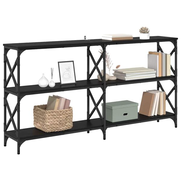 vidaXL Konzolov&yacute; stolek Čern&yacute; dub 156 x 28 x 80,5 cm kompozitn&iacute; dřevo