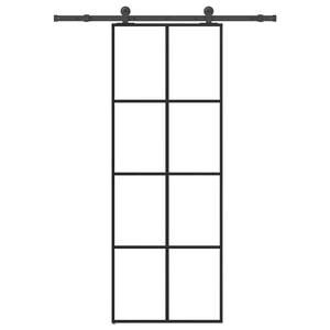 vidaXL Posuvn&eacute; dveře s kov&aacute;n&iacute;m 76x205 cm ESG sklo a hlin&iacute;k