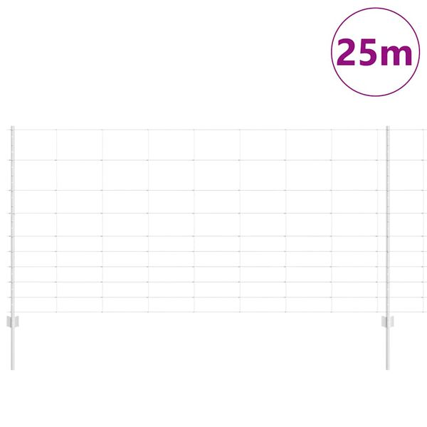 vidaXL Plot s sloupkem Stř&iacute;brn&aacute; 1,2 x 25 m Ocel