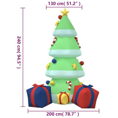 vidaXL Nafukovací vánoční stromek s LED diodami 240 cm