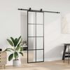 vidaXL Posuvn&eacute; dveře se sadou kov&aacute;n&iacute; čern&eacute; 76x205 cm ESG Glass