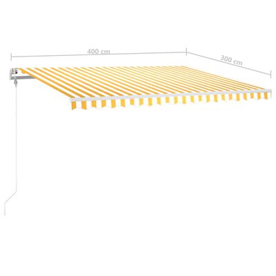 vidaXL Automatická markýza LED a senzor větru 400 x 300 cm žlutá/bílá