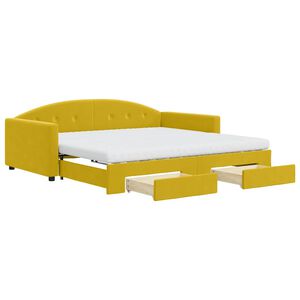 vidaXL V&aacute;lenda s přist&yacute;lkou a z&aacute;suvkami žlut&aacute; 100 x 200 cm samet