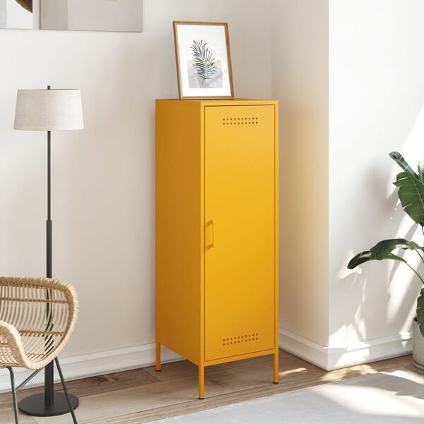 vidaXL Skř&iacute;ň highboard hořčicově žlut&aacute; 36 x 39 x 113 cm ocel