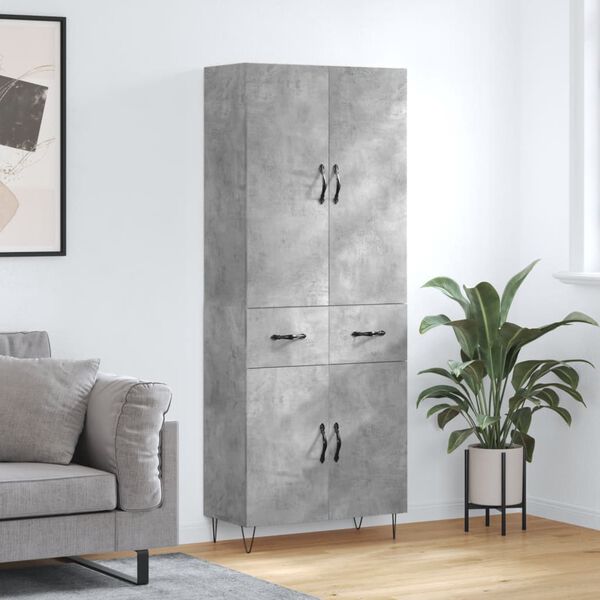 vidaXL Skř&iacute;ň highboard betonově &scaron;ed&aacute; 69,5x34x180 cm kompozitn&iacute; dřevo