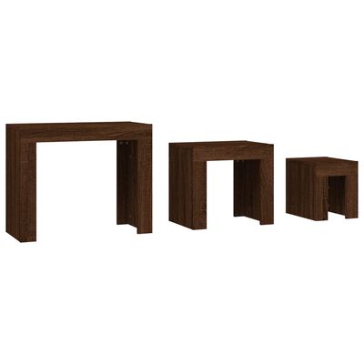 vidaXL Hnízdové konferenční stolky 3 ks hnědý dub kompozitní dřevo