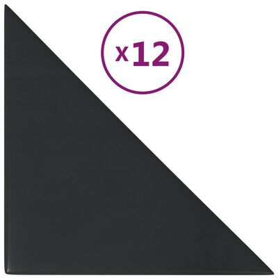 vidaXL Nástěnné panely 12 ks černé 30 x 30 cm umělá kůže 0,54 m²