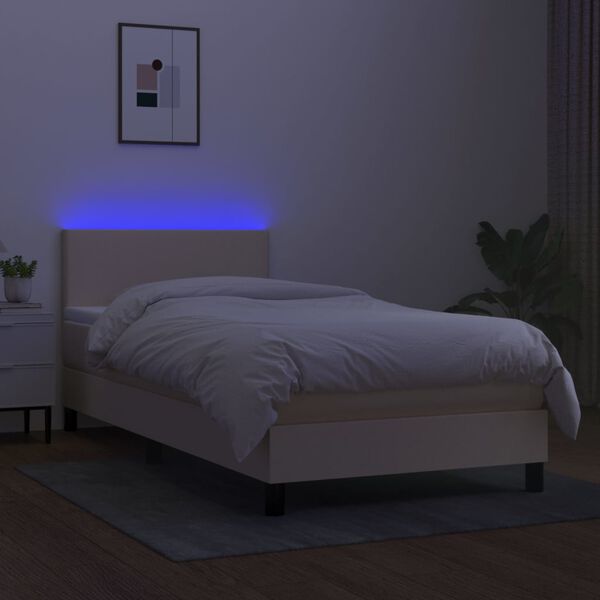 vidaXL Box spring postel s matrac&iacute; a LED kr&eacute;mov&aacute; 80 x 200 cm textil