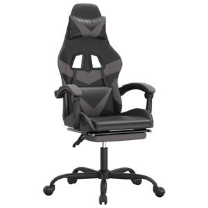 vidaXL Otočn&aacute; hern&iacute; židle s podnožkou čern&aacute; a &scaron;ed&aacute; uměl&aacute; kůže