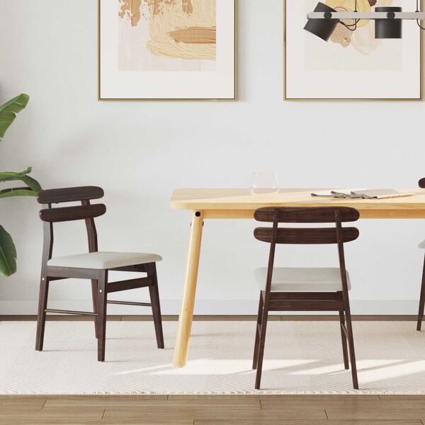 vidaXL J&iacute;deln&iacute; židle 2 pcs Světle hněd&aacute; a světle Masivn&iacute; gumov&eacute; dřevo