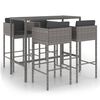 vidaXL 5dílný zahradní barový set s poduškami polyratan šedý