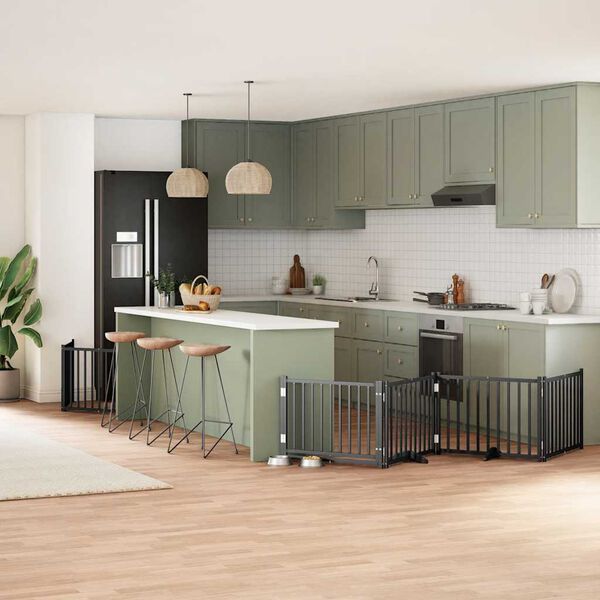 vidaXL Z&aacute;brana pro psy s dv&iacute;řky skl&aacute;dac&iacute; 6 panelů čern&aacute; 480 cm topol