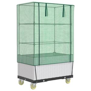 vidaXL Vyv&yacute;&scaron;en&yacute; z&aacute;hon s kolečky a sklen&iacute;k ratanov&yacute; vzhled 80x50x182 cm