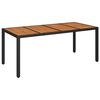 vidaXL Zahradn&iacute; stůl s dřevěnou deskou čern&yacute; 190x90x75 cm polyratan