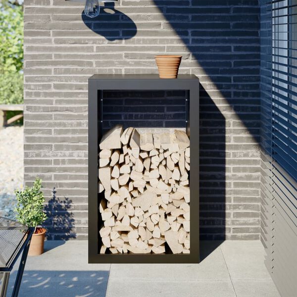 vidaXL Stojan na palivov&eacute; dřevo čern&yacute; 60 x 40 x 100 cm ocel