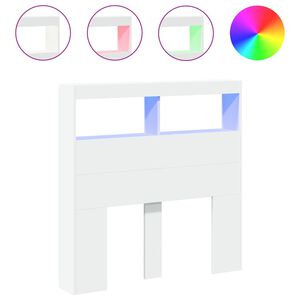 vidaXL Čelo postele s &uacute;ložn&yacute;m prostorem a LED b&iacute;l&eacute; 100 x 17 x 102 cm