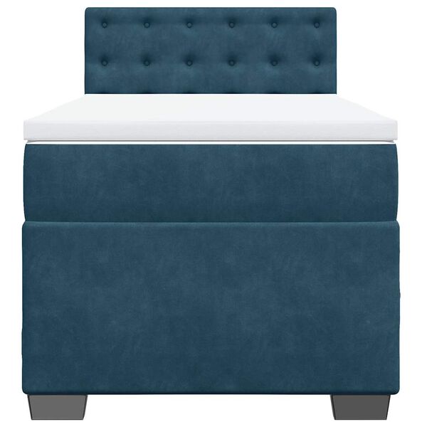 vidaXL Box spring postel s matrac&iacute; tmavě modr&aacute; 90x190 cm samet