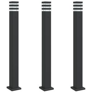 vidaXL Venkovn&iacute; stojac&iacute; lampy se z&aacute;suvkou 3 ks čern&eacute; 110 cm hlin&iacute;k