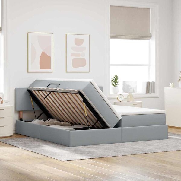 vidaXL Postel s &uacute;ložn&yacute;m prostorem Světle &scaron;ed&aacute; 180 x 200 cm Uměl&aacute; kůže