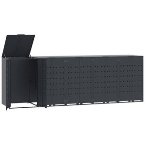 vidaXL Box na 5 popelnic antracitov&yacute; 345 x 79 x 117 cm ocel