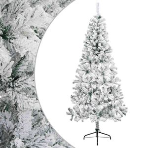 vidaXL Uměl&yacute; v&aacute;nočn&iacute; stromeček 210 cm PVC a ocel Zelen&aacute; a b&iacute;l&aacute;