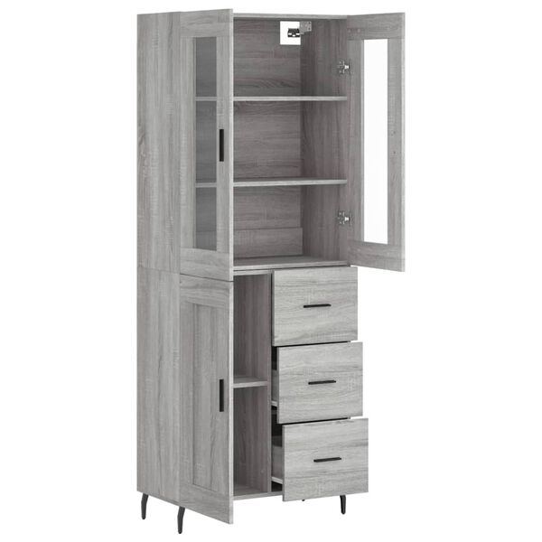 vidaXL Skř&iacute;ň highboard &scaron;ed&aacute; sonoma 69,5 x 34 x 180 cm kompozitn&iacute; dřevo
