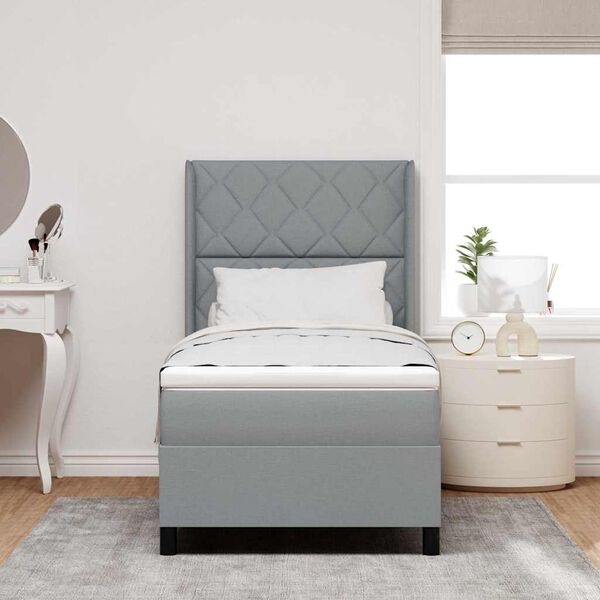 vidaXL Postel s boxspringem s matrac&iacute; Světle &scaron;ed&aacute; 200 x 100 cm textil