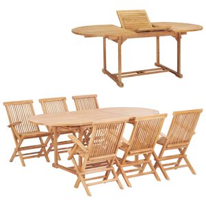 vidaXL 7d&iacute;ln&yacute; zahradn&iacute; j&iacute;deln&iacute; set 150&ndash;200 x 100 x 75 cm teakov&eacute; dřevo