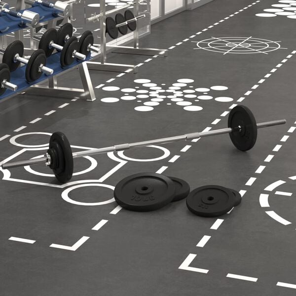 vidaXL Obouručn&iacute; činka se z&aacute;važ&iacute;m 60 kg litina