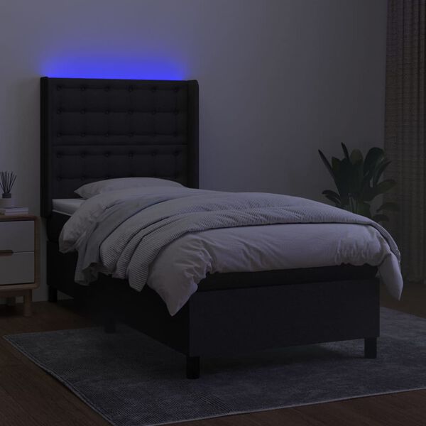 vidaXL Box spring postel s matrac&iacute; a LED čern&aacute; 80 x 200 cm textil