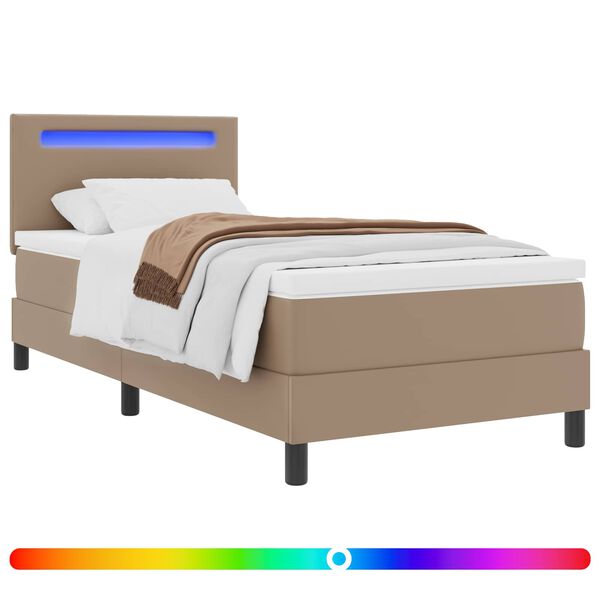 vidaXL Postel s boxspringem s čelo Cappuccino 100 x 200 cm Uměl&aacute; kůže