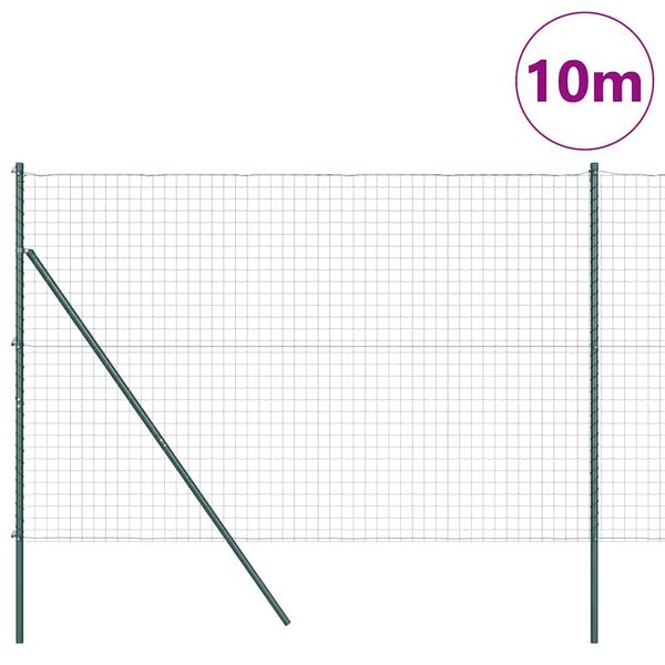 vidaXL Plot s sloupkem Zelen&aacute; 1,5 x 10 m Ocel a PVC