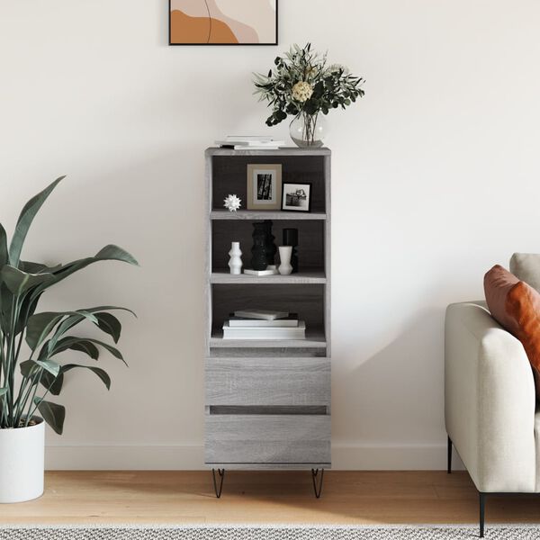 vidaXL Skř&iacute;ň highboard &scaron;ed&aacute; sonoma 40 x 36 x 110 cm kompozitn&iacute; dřevo