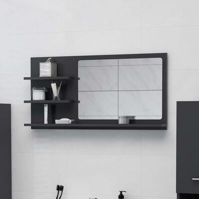 vidaXL Koupelnové zrcadlo šedé 90 x 10,5 x 45 cm dřevotříska