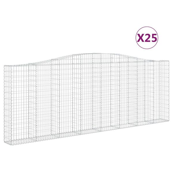 vidaXL Klenut&eacute; gabionov&eacute; ko&scaron;e 25ks 400x30x140/160cm pozinkovan&eacute; železo
